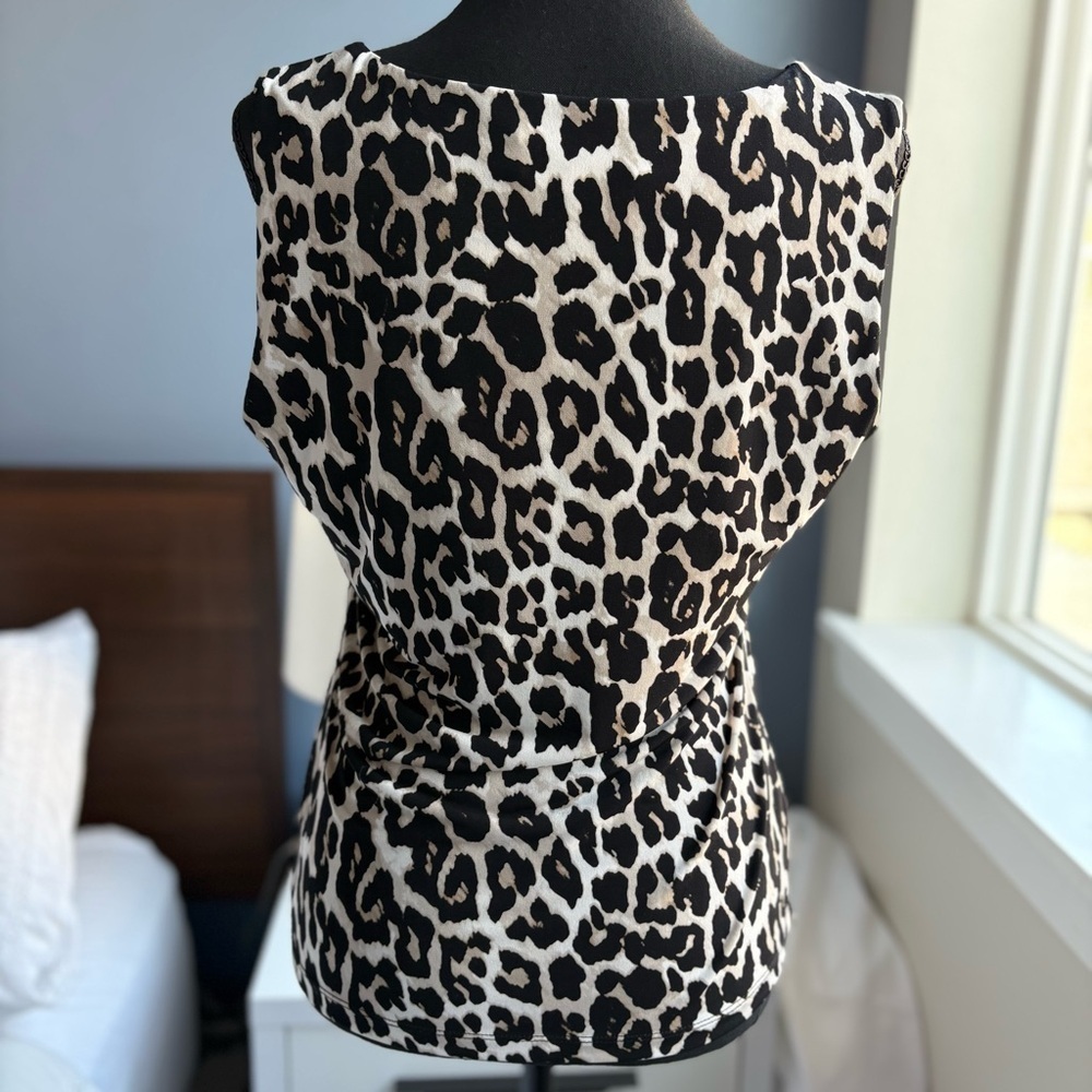 Calvin Klein Leopard Print Sleeveless Cami Blouse - Office Siren - Picture 4 of 15